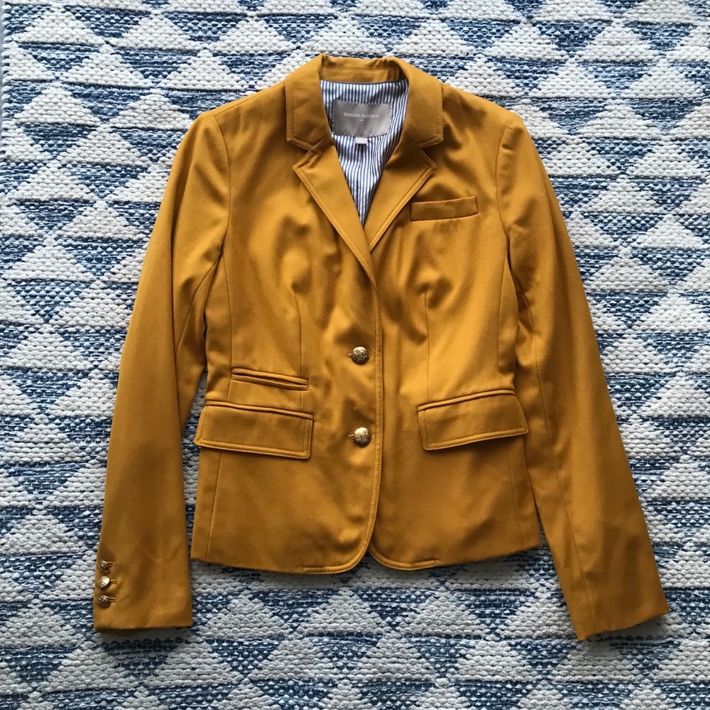 Banana Republic Gold Yellow Blazer Gold Buttons 0 Gorgeous Excellent